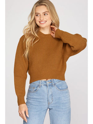 Drop Shoulder Crop Sweater