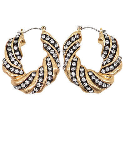 Pave Twisted Hoops