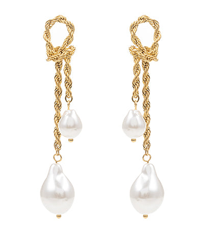 Pearl & Knot Rope Chain Earring