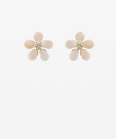 Pave Shell Flower Studs