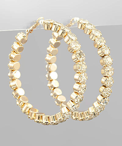 Champagne Crystal Hoops