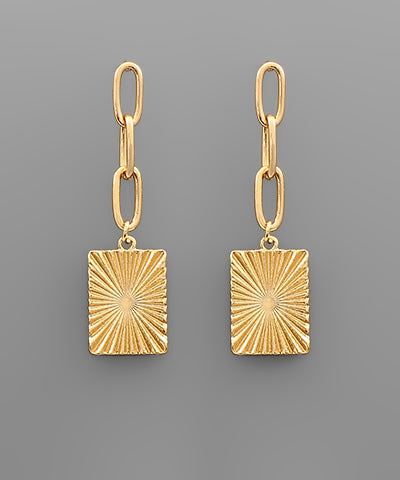 Textured Rec & Chain Earring