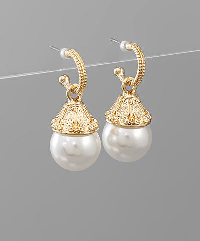 Metal Pearl Earrings