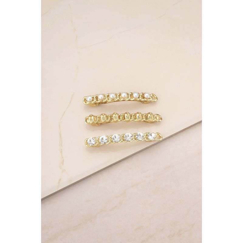 Gold Cowrie & Pearl Clip Set